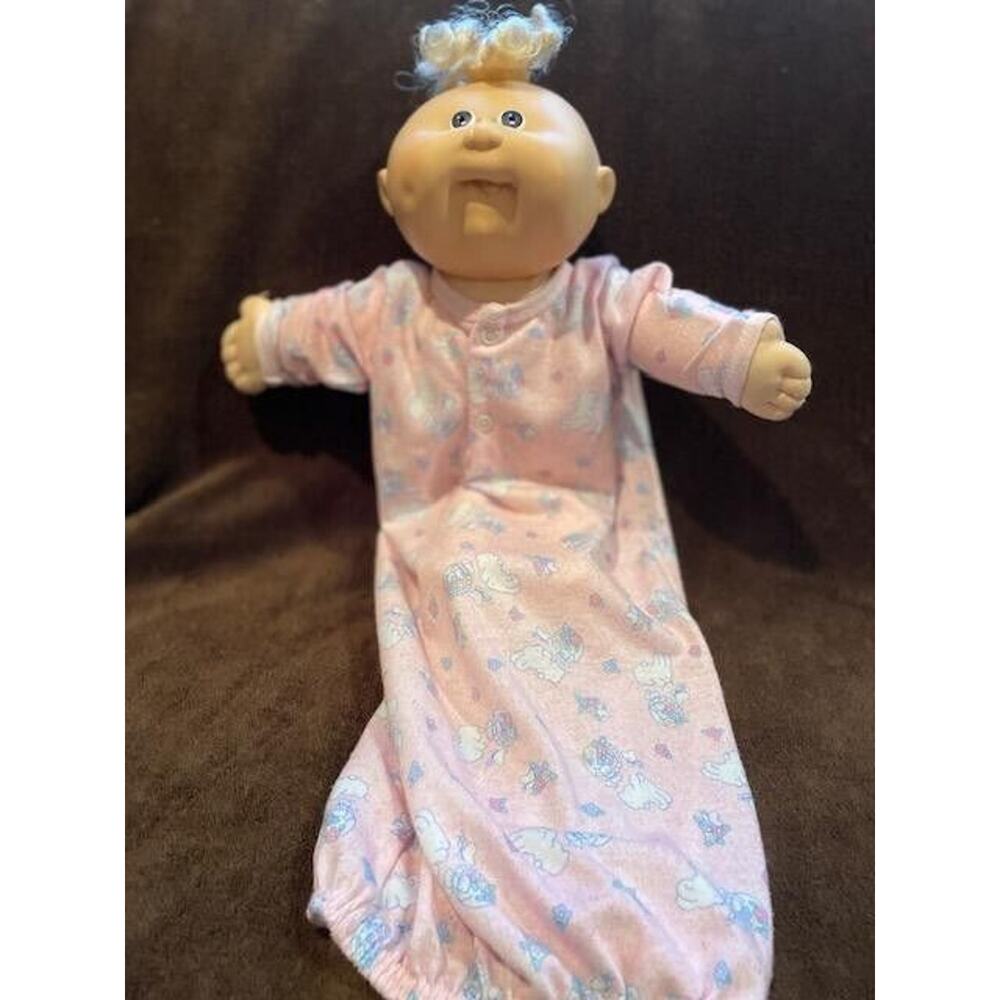 Vintage Cabbage Patch Kids Preemie Baby Doll Blonde Hair Tuft Blue Eyes
